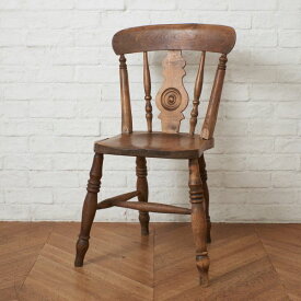 英国 アンティーク キッチンチェア エルム 無垢材 ウィンザー チェア 椅子 ダイニングチェア 木製 年代物 イギリス ジャンク IZ83196F