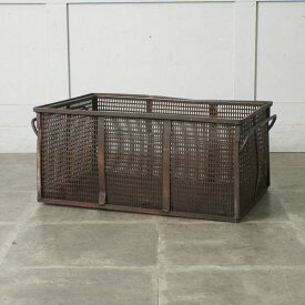 ヴィンテージ メッシュ バスケット 古い 金属 籠 インダストリアル 収納 ボックス トレイ 工業系 ブロカント 古道具 ビンテージ IZ84161F