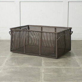 ヴィンテージ メッシュ バスケット 古い 金属 籠 インダストリアル 収納 ボックス トレイ 工業系 ブロカント 古道具 ビンテージ IZ84162F