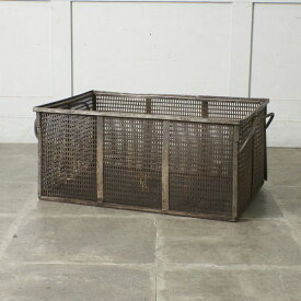 ヴィンテージ メッシュ バスケット 古い 金属 籠 インダストリアル 収納 ボックス トレイ 工業系 ブロカント 古道具 ビンテージ IZ84164F