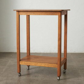 英国 アンティーク キャスター付き サイドテーブル 飾り棚 オケージョナル テーブル ワゴン オーク 無垢材 木製 収納 クラシック IZ91283N