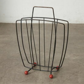 ベルギー ヴィンテージ マガジンラック ミッドセンチュリー 雑誌入れ マガジンスタンド 収納 インテリア 雑貨 ワイヤー モダン IZ92323F