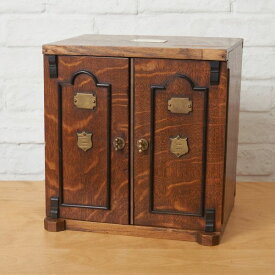 英国 アンティーク スモール キャビネット オーク 無垢材 小物入れ 収納箱 木彫刻 飾り棚 チェスト ジュエリー ケース 引き出し IZ92449N