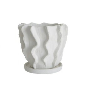 フラワーポット Flutter Sサイズ 鉢 5号 4号 ポット 白 観葉植物 庭 プランター 受け皿 北欧 風 ホワイト インテリア オシャレ IZ84095S