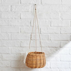 アラログ ハンギングバスケット 吊り下げ ポットカバー かご ラタン ナチュラル ヴィンテージ風 籐 鉢カバー 観葉植物 IZ51040S
