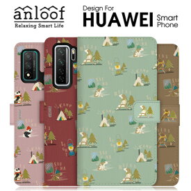 anloof HUAWEI ケース 手帳型 P30 lite Premium HW-02L HWV33 手帳型ケース キャラクター カバー ファーウェイ スマホケース P10 nova2 novalite2 P20 honor9 カード収納 キャンプ サウナ ブランド かわいい イヌ