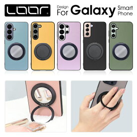 LOOF RING-SHELL Galaxy S26 Ultra S26+ ケース S25 Ultra S24 FE S23 Ultra S22 Ultra S21 S20 S10 A57 A55 A54 A53 A36 A32 M23 Note20 Ultra Note10+ ケース カバー スマホリング ミラー付き 本革 落下防止 スタンド機能 薄型 ストラップホール