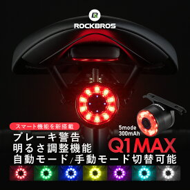 自転車用テールライト 【送料無料】 自動 点灯 消灯 7色 派手 マルチカラー USB Type-C充電 輝度調整 ブレーキ警告 テールランプ バックライト LEDライト 簡単取り付け 安全 事故防止 夜間 追突防止 夜道 明るい ウーバーイーツ 配達員 リアライト 補助灯 シートポスト