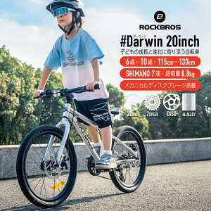 �}�E���e���o�C�N �W���j�A�p 20�C���` Darwin �_�[�E�B�� 20inch 7speed 7�i�ϑ� �A���~ �V�}�m SHIMANO ���J�j�J���f�B�X�N�u���[�L ROCKBROS ���b�N�u���X �y�� �L�b�Y�p 6��-10�� 110cm�`130cm ���w�� ��