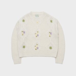 �y�����zRockfish Weatherwear ���b�N�t�B�b�V���E�G�U�[�E�F�A FLOWER EMBROIDERY KNIT PULLOVER �E�[�� �j�b�g �v���I�[�o�[