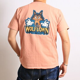 【送料無料】 Pherrow's フェローズ Tシャツ 2023年 新作 23S-PT15 半袖 プリントTシャツ 厚手 WOLFDOWN プリント ユニーク カートゥーン キャラクター デザイン メンズ ブランド アメカジ ヴィンテージ 春夏 服 ファッション スミクロ シタン ホワイト 黒 白 (32-23spt15)