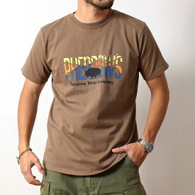 Pherrow's フェローズ Tシャツ メンズ ブランド 2025年 盛夏 新作 25S-PT19 半袖 プリントTシャツ 厚手 丸胴 W.W.C. ロゴ デザイン ココア ブラウン グランドネイビー サンドホワイト Mサイズ Lサイズ XLサイズ カジュアル アメカジ ナチュラル ヴィンテージ (32-25spt19)