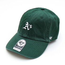 '47 CLEAN UP 47 クリーンナップ BASE RUNNER ベースランナー Oakland Athletics オークランド アスレチックス 帽子 ブランド ローキャップ A's ダークグリーン 緑 ツイル メンズ レディース MLB 公式 メジャーリーグ ミニロゴ 刺繍 浅め ウォッシュド加工 (94-bsrnr18gws)