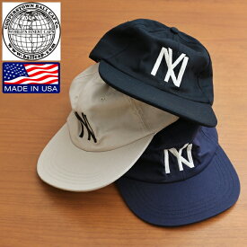 COOPERSTOWN BALL CAP クーパーズタウンボールキャップ MADE IN USA アメリカ製 ベースボールキャップ BBキャップ NEWYORK BLACK YANKEES 1951年モデル ニューヨーク ブラックヤンキース NY 帽子 ブランド 刺繍 ロゴ チノクロス 洗い加工 アメカジ ストリート (57-nybyc1951)