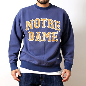 プリント スウェット トレーナー バーンズアウトフィッターズ BARNS OUTFITTERS クルーネック 丸首 プルオーバー 変形フライス NOTREDAME カレッジプリント メンズ ブランド ヘビーウェイト マックスウェイト 厚手 カジュアル アメカジ ビンテージ 2023年 秋冬 (27-br23340)