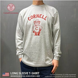 Cornell University コーネル大学 長袖 Tシャツ ロンTee メンズ レディース カレッジ ロゴ スポーツ アイビー リーグ ブランド プリント キャラクター 袖リブ カットソー シンプル ベーシック カジュアル アメカジ ストリート 古着ミックス ヴィンテージ グレー (07-cnag019)