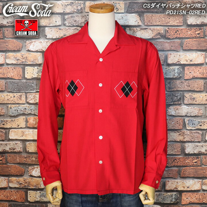 楽天市場】CREAM SODAクリームソーダ◇CSダイヤパッチシャツRED  