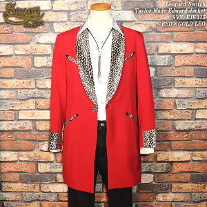 SAVOY CLOTHING �T�{�C�N���[�W���O Leopard Switch Taylor Made Edward Jacket �q���E���؂�ւ��G�h���[�h�W���P�b�g SVY-EJK015 RED×GOLD LEO
