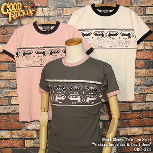 GOOD ROCKIN'�O�b�h���b�L�� Short Sleeve Trim Tee Shirt �����g����T�V���c �gVintage Scorpions & Devil Dogs�h ���B���e�[�W�E�X�R�[�s�I�����f�r���h�b�O GRC-324