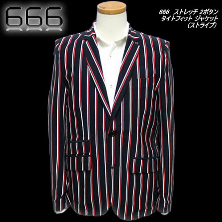 楽天市場】666トリプルシックス◇666 ストレッチ 2ボタンタイト 