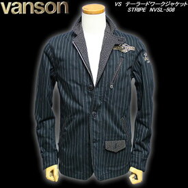 VANSONバンソン◆VS　テーラードワークジャケット◆◆STRIPE◆NVSL-508