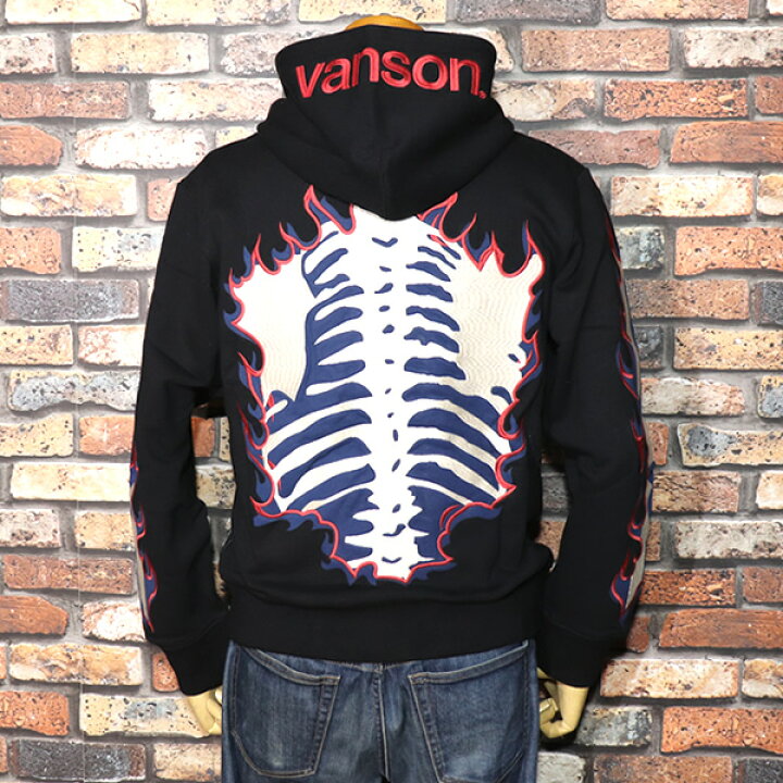 楽天市場】VANSON バンソン ZIP PARKA ジップパーカー FIRE SKELETON 