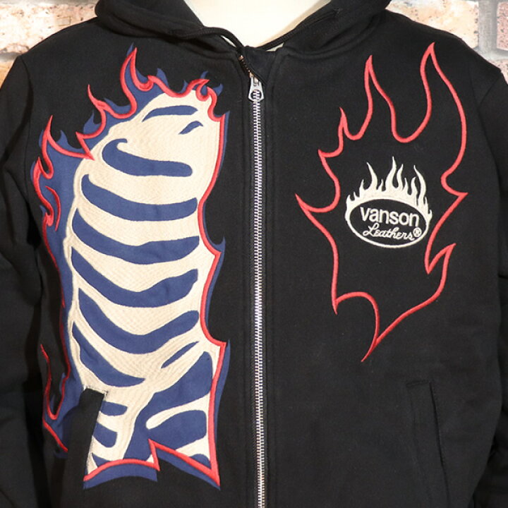 楽天市場】VANSON バンソン ZIP PARKA ジップパーカー FIRE SKELETON 