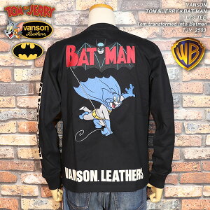 VANSON �o���\�� TOM��JERRY×BAT MAN L/S TEE �g�����W�F���[×�o�b�g�}���R���{ Tom transformed into Batman TJV-2503