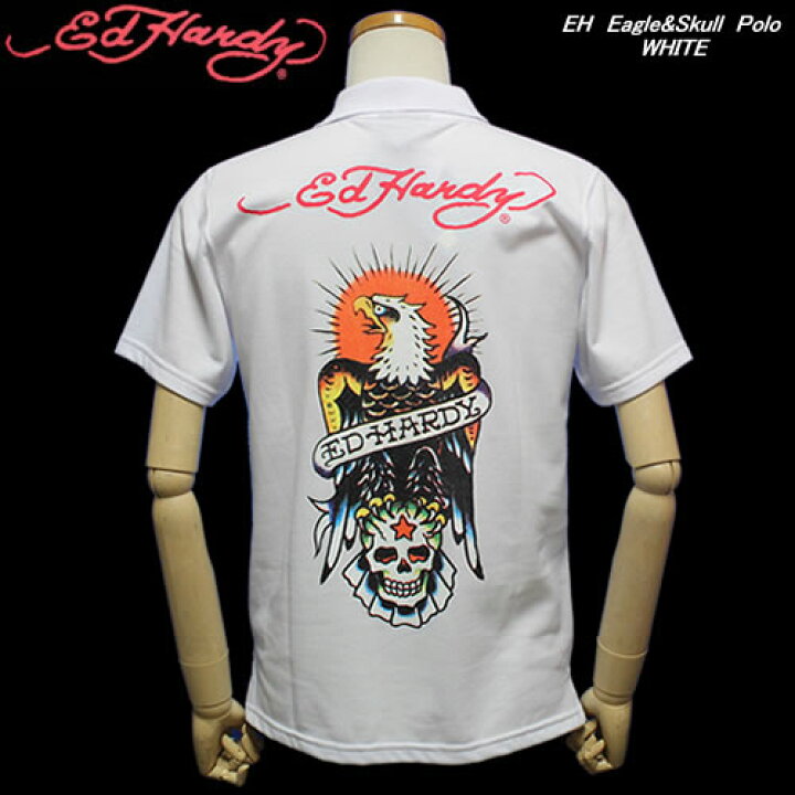 楽天市場】ED HARDYエド・ハーディー◇EH Eagle&Skull Polo◇◇WHITE 