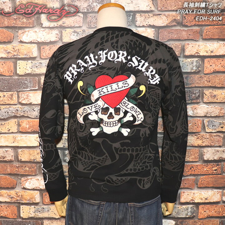楽天市場】ED HARDY エド・ハーディー 長袖刺繍Tシャツ PRAY FOR SURF 