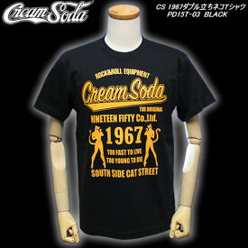 CREAM SODAクリームソーダ◆CS 1967ダブル立ちネコTシャツ◆◆ブラック◆PD15T-03