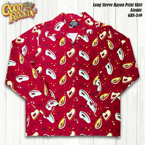 GOOD ROCKIN' �O�b�h���b�L�� Long Sleeve Rayon Print Shirt �������[�����I�[�v���V���c Atomic �A�g�~�b�N GRS-349