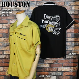 HOUSTON/ヒューストン◆BOWLING SHIRT◆◆BEER◆ビール柄ボーリングシャツ40825