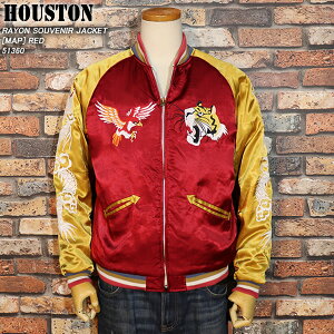 HOUSTON �q���[�X�g�� RAYON SOUVENIR JACKET ���[�����X�J�W���� [MAP] RED 51360