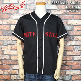 WHITESVILLEホワイツビル◆BASEBALL SHIRTベースボールシャツ◆◆BLACK◆WV38462