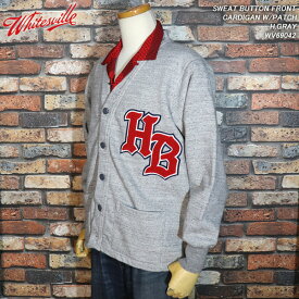 WHITSVILLEホワイツビルSWEAT BUTTON FRONT CARDIGAN W/PATCHH.GRAYWV69042