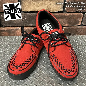 T.U.K ティーユーケー Lucious Red Suede D-Ring Interlace Sneaker Dリングスニーカー レッドスウェード A3045