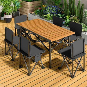 HEEOREV アウトドア テーブル チェアセット キャンプ テーブル 7点セット 屋外用折りたたみ椅子 自動運転ツアー ピクニック テーブルと椅子 組立簡単 軽量 防災 アウトドア キャンプ 釣り ピ