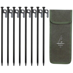 鍛造ペグ 30cm 8本 ペグ セット 硬い土 砂地 草地用 タープペグ テントペグ ステーク ソリッド 強靭 電着塗装 収納袋付き キャンプ用品