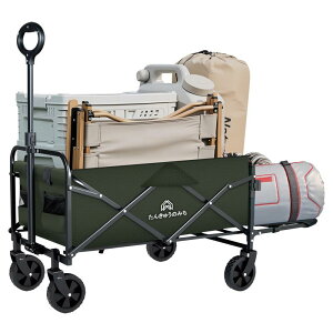 キャリーワゴン キャリーカート アウトドアワゴン 後部展開可 長物対応 折り畳み 超軽量5.3kg 大容量130L 耐荷重120kg ワンタッチ収束式 キャンプカート 自立収納 多地形対応 砂浜 釣り 引越し