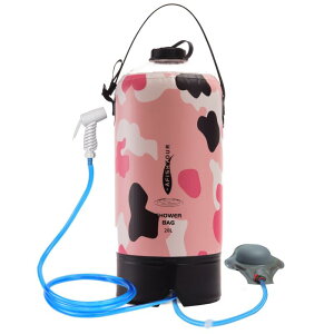 【AFISHTOUR 】携帯シャワ - ポータブルキャンプシャワ - 10L/20L ソーラーシャワー水袋 フットポンプ、ホース、シャワーヘッド付き - キャンプ、ビーチ、スイミング、ハイキング、アウトドア