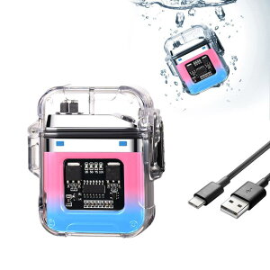 プラズマライター YOZWOO 電気式アーク電子 USB Type-C 充電式電子 クリアケースライター おしゃれ COBキャリーライト付き耐風防水