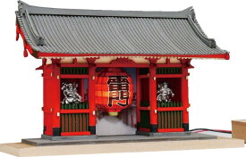 ウッディジョー 1/100 ハーフタイプ 浅草寺 雷門 ソフトメタル製の風神・雷神付 木製模型 未塗装組立キット