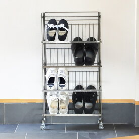 スーパーSALE期間中 ポイント15倍 COLLEND ワイヤーシューズラック 横幅514mm 奥行き264mm 高さ961mm| シューズ 靴 おしゃれ 玄関 玄関収納 玄関家具 靴ラック ラック 靴箱 収納 コンパクト シンプル 省スペース 靴入れ オープン収納 収納ボックス スリム