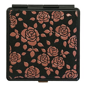 印伝鏡 印傳屋上原勇七 INDEN-YA No.5015ミラー 176ローズ小 黒地ピンク漆 甲州印伝 甲州印傳 インデンヤ 鹿革に漆付け 和柄 和装 日本製 鹿革 ブラック 鏡 かがみ【送料無料ライン/39ショップ】