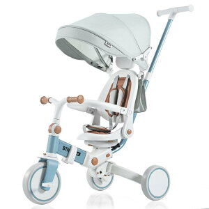 BTM 子供用三輪車 折りたたみ 三輪車 カバー ベビーカー 手押し棒付き 7in1 バイク 安全ベルト 三輪車のりもの 1歳 2歳 4歳 超軽量 座面回転 ハンドル調整可能 自転車 おもちゃ 乗用玩具 幼児用