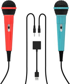 Switch用 カラオケマイク【有線マイク2本 2人同時に歌える】 Switch OLED/有機ELモデル対応 ON/OFF付きの2.0USB 高集音力 デュエット 3.5mmゲーミング 3mケーブル 軽量 簡単接続 for Switch/XBOX ON