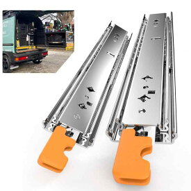 【荷室改造・最大300kg耐荷重】超重量用スライドレール ロック付き 3段引き出し 幅76mm 幅53mm 厚さ20ミリ 大型DIY工業収納棚用 荷台作業車、電気工事、電工、大工、職人、木工、工具棚、現場