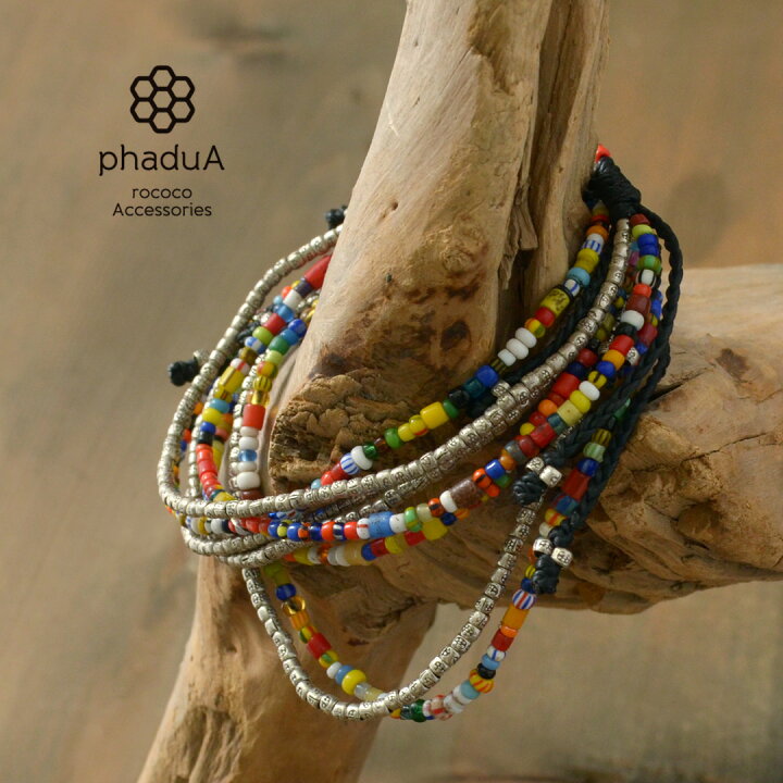 楽天市場】phaduA（パ・ドゥア） 2連 ワックスコード アフリカンビーズ 