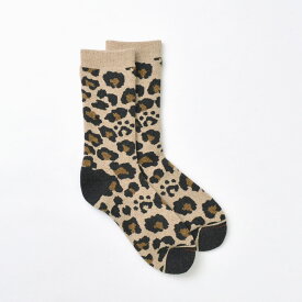 ROTOTO（ロトト） R1340 パイル レオパード クルー ソックス / メンズ レディース ヒョウ柄 靴下 日本製 PILE LEOPARD CREW SOCKS